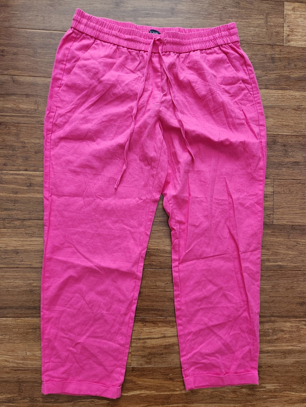J. Crew Women's Pink Drawstring Linen Cotton Summer Pants With Pockets, Size 10